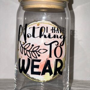 Clear Glass Jar with Fun Quote